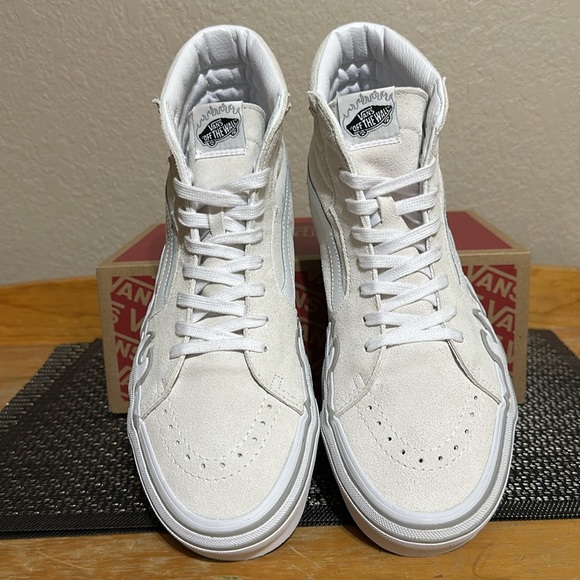 Vans Sk8 Hi Flame Flame suede off white white men’s size 10 - Picture 3 of 10